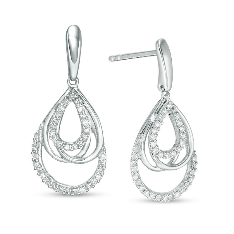 1/5 CT. T.W. Diamond Multi Teardrop Earrings in Sterling Silver