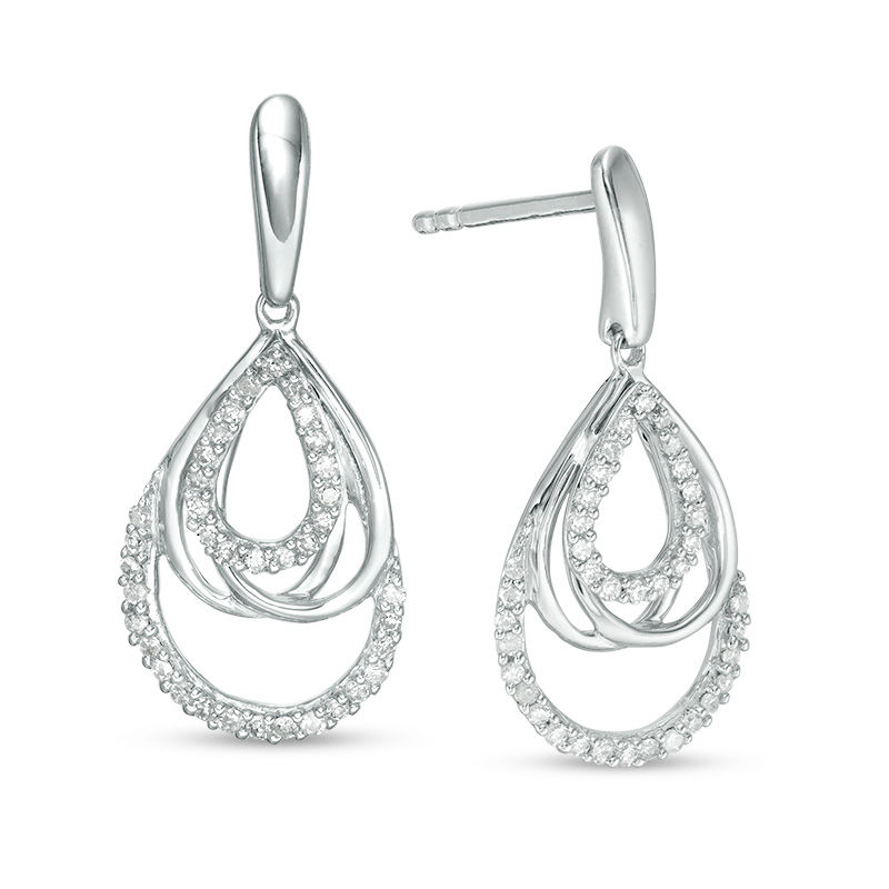 Main Image 1 of 1/5 CT. T.W. Diamond Multi Teardrop Earrings in Sterling Silver