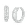 Thumbnail Image 1 of 1/6 CT. T.W. Diamond Multi-Row Half-Hoop Earrings in Sterling Silver