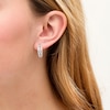 Thumbnail Image 1 of 1/6 CT. T.W. Diamond Multi-Row Half-Hoop Earrings in Sterling Silver