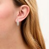Thumbnail Image 2 of 1/6 CT. T.W. Diamond Multi-Row Half-Hoop Earrings in Sterling Silver