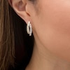 Thumbnail Image 2 of 1 CT. T.W. Baguette and Round Diamond Double Row Bypass Hoop Earrings in 10K Gold