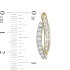 1 CT. T.W. Baguette and Round Diamond Double Row Hoop Earrings in 10K Gold