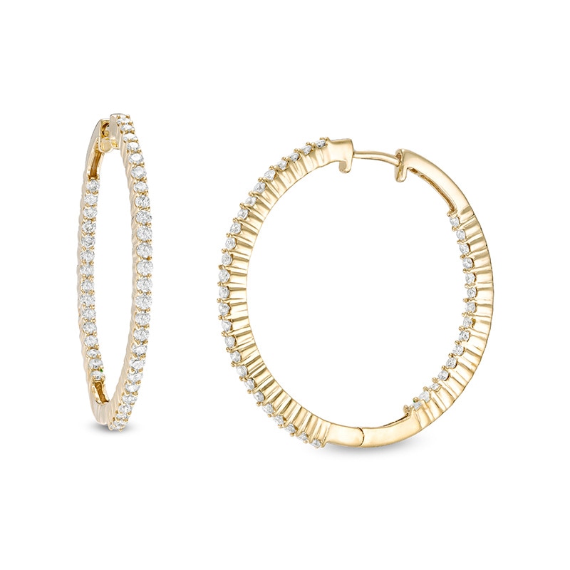 Main Image 1 of 1 CT. T.W. Diamond Inside-Out Hoop Earrings in 10K Gold