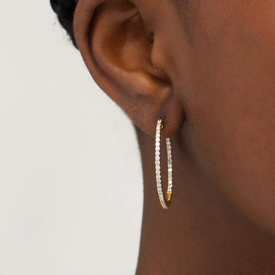 1 CT. T.w. Diamond Inside-Out Hoop Earrings in 10K Gold