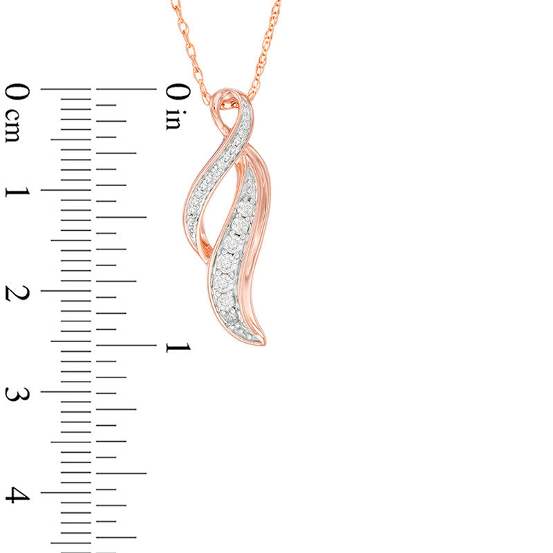 Main Image 3 of 1/4 CT. T.W. Diamond Ribbon Pendant in 10K Rose Gold