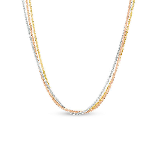 Made in Italy Triple Strand Sparkle Bead Necklace in 14K Tri-Tone Gold