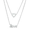 Thumbnail Image 1 of 1/10 CT. T.W. Diamond Double Strand "Love" with Heart Necklace in Sterling Silver - 23.5"