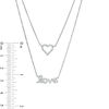 Thumbnail Image 2 of 1/10 CT. T.W. Diamond Double Strand "Love" with Heart Necklace in Sterling Silver - 23.5"