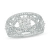 Thumbnail Image 0 of 1 CT. T.W. Diamond Flower Scroll Vintage-Style Ring in 10K White Gold