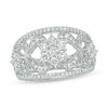 Thumbnail Image 1 of 1 CT. T.W. Diamond Flower Scroll Vintage-Style Ring in 10K White Gold