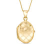 Thumbnail Image 1 of Diamond-Cut Floral Lattice Pattern Oval Locket in 10K Gold