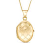 Thumbnail Image 0 of Diamond-Cut Floral Lattice Pattern Oval Locket in 10K Gold