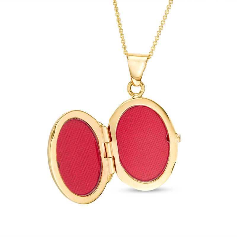 Main Image 2 of Diamond-Cut Floral Lattice Pattern Oval Locket in 10K Gold