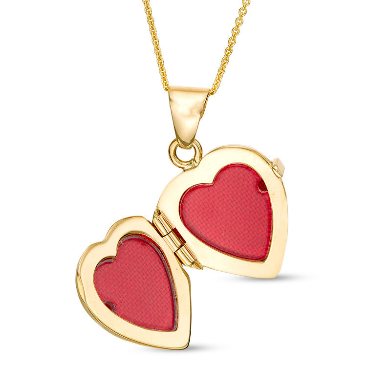 Main Image 2 of Diamond-Cut Flower Heart Locket in 10K Gold