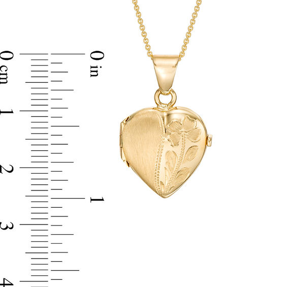 Diamond-Cut Flower Heart Locket in 10K Gold