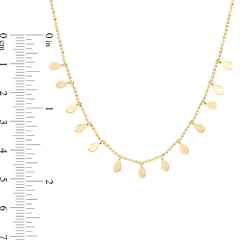Main Image 3 of Teardrop Dangle Station Necklace in 10K Gold