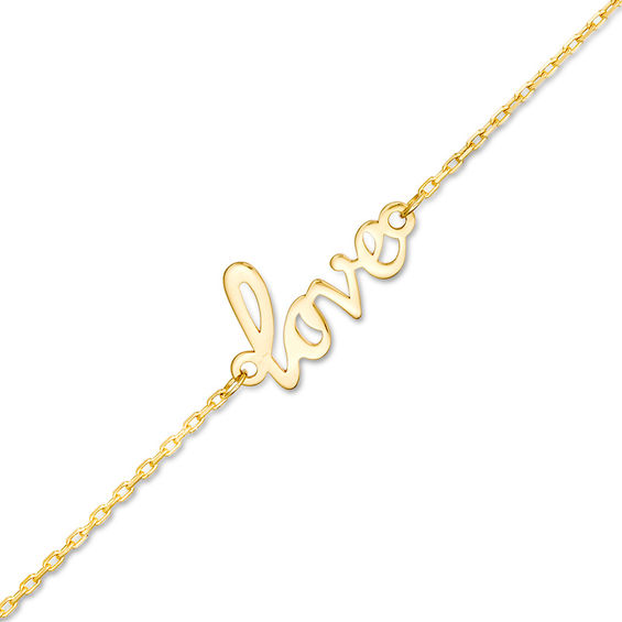 Script "love" Anklet in 10K Gold - 10"