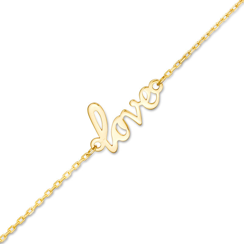 Main Image 1 of Script "love" Anklet in 10K Gold - 10"