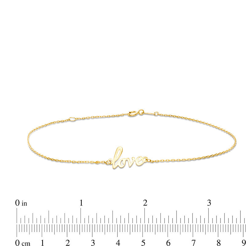 Main Image 3 of Script "love" Anklet in 10K Gold - 10"
