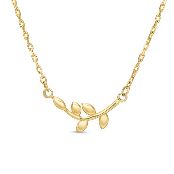 Curved Tree Branch Necklace in 10K Gold - 17"