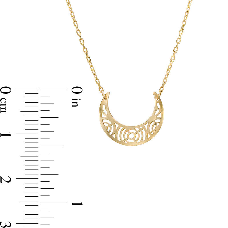 Main Image 2 of Celestial Crescent Moon Necklace in 10K Gold - 17"