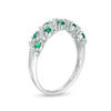 Thumbnail Image 2 of Lab-Created Emerald and White Sapphire Zig-Zag Ring in Sterling Silver