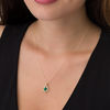 Thumbnail Image 3 of Oval Lab-Created Emerald and White Sapphire Flame Pendant in 10K Gold