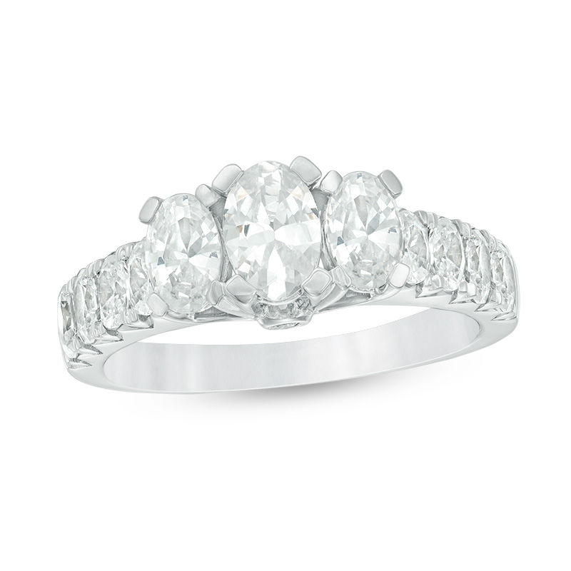 Main Image 1 of 2 CT. T.W. Certified Oval Diamond Past Present Future® Engagement Ring in 14K White Gold (I/I1)