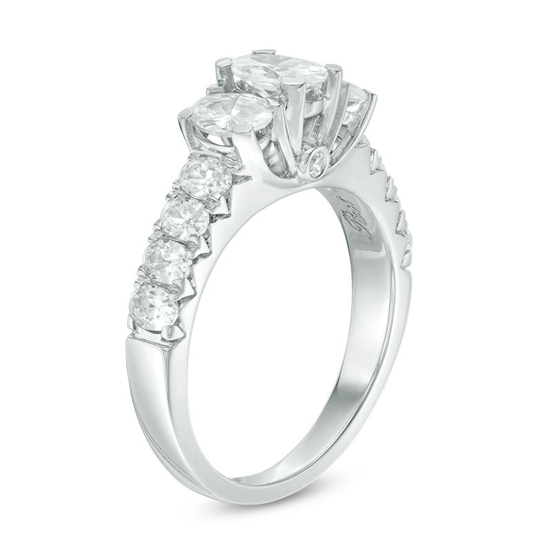 2 CT. T.W. Certified Oval Diamond Past Present Future® Engagement Ring in 14K White Gold (I/I1)