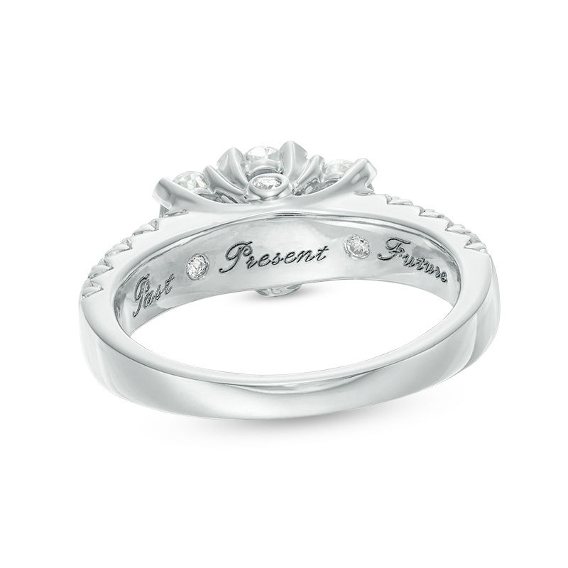 Main Image 4 of 2 CT. T.W. Certified Oval Diamond Past Present Future® Engagement Ring in 14K White Gold (I/I1)