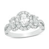 Thumbnail Image 1 of 2 CT. T.W. Oval Diamond Past Present Future® Frame Twist Engagement Ring in 14K White Gold