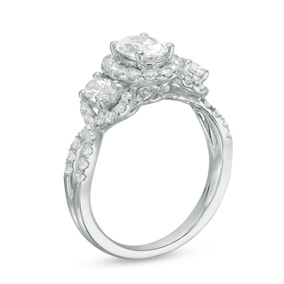 2 CT. T.w. Oval Diamond Past Present FutureÂ® Frame Twist Engagement Ring in 14K White Gold