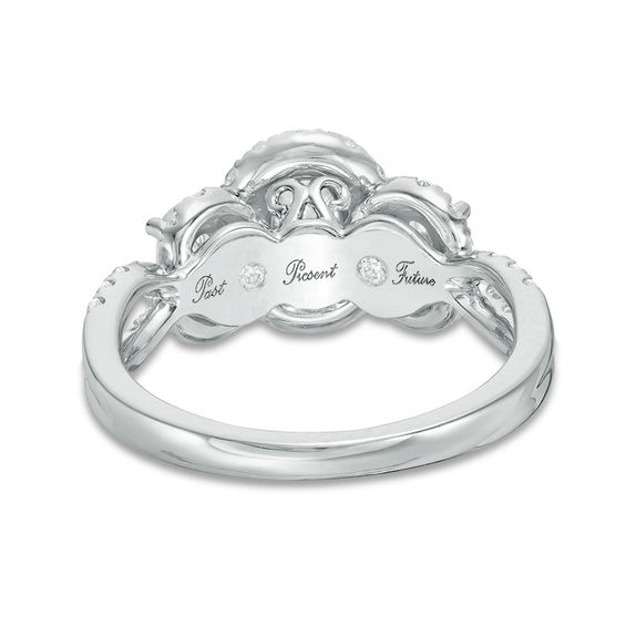 2 CT. T.w. Oval Diamond Past Present FutureÂ® Frame Twist Engagement Ring in 14K White Gold