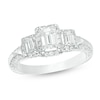 Thumbnail Image 1 of 1-5/8 CT. T.W. Certified Emerald-Cut Diamond Past Present Future® Frame Engagement Ring in 14K White Gold (I/SI2)