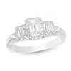 Thumbnail Image 0 of 1-5/8 CT. T.W. Certified Emerald-Cut Diamond Past Present Future® Frame Engagement Ring in 14K White Gold (I/SI2)