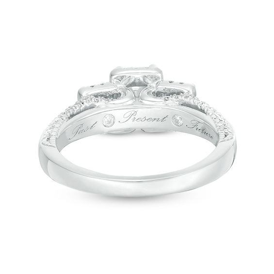 1-5/8 CT. T.w. Certified Emerald-Cut Diamond Past Present FutureÂ® Frame Engagement Ring in 14K White Gold (I/Si2)