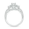 Thumbnail Image 4 of 1-5/8 CT. T.W. Certified Emerald-Cut Diamond Past Present Future® Frame Engagement Ring in 14K White Gold (I/SI2)