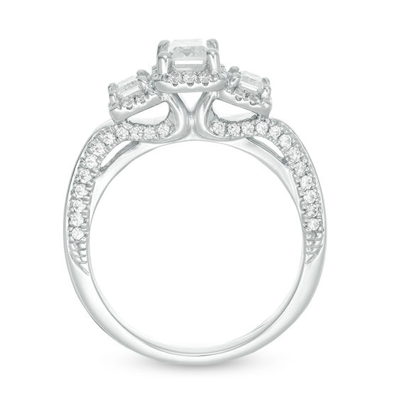 1-5/8 CT. T.w. Certified Emerald-Cut Diamond Past Present FutureÂ® Frame Engagement Ring in 14K White Gold (I/Si2)