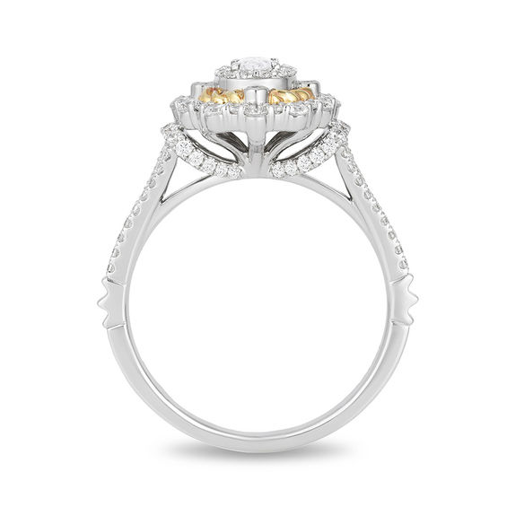 Enchanted Disney Snow White 1 CT. T.w. Oval Diamond Twist Frame Engagement Ring in 14K Two-Tone Gold
