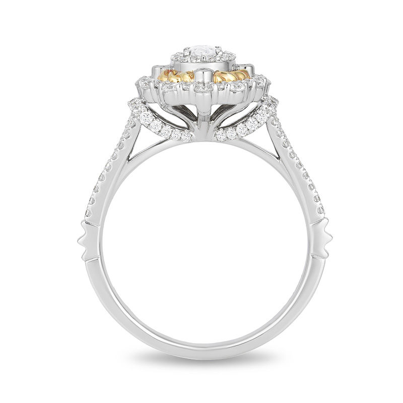 Main Image 3 of Enchanted Disney Snow White 1 CT. T.W. Oval Diamond Twist Frame Engagement Ring in 14K Two-Tone Gold