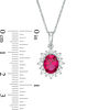 Thumbnail Image 2 of Oval Lab-Created Ruby and White Sapphire Starburst Frame Pendant and Stud Earrings Set in Sterling Silver