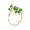 Thumbnail Image 2 of Marquise Emerald Leafy Branch Bypass Ring in 10K Gold
