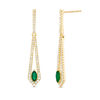 Thumbnail Image 1 of Marquise Emerald and 3/8 CT. T.W. Diamond Pendulum Drop Earrings in 10K Gold