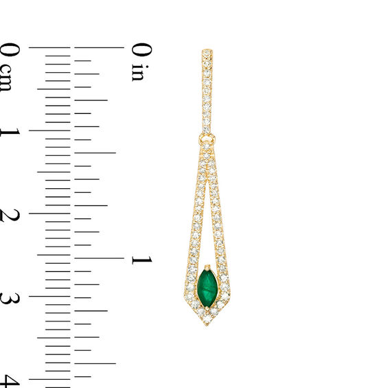 Marquise Emerald and 3/8 CT. T.w. Diamond Pendulum Drop Earrings in 10K Gold