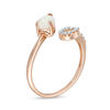 Thumbnail Image 2 of Pear-Shaped Lab-Created Opal and 1/8 CT. T.W. Diamond Curlique Bypass Ring in 10K Rose Gold
