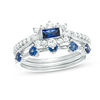 Thumbnail Image 0 of Lab-Created Blue and White Sapphire Three Piece Stackable Ring Set in Sterling Silver