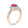 Thumbnail Image 2 of Oval Ruby and 1/3 CT. T.W. Diamond Double Frame Vintage-Style Ring in 10K Rose Gold