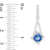 Thumbnail Image 3 of 6.0mm Cushion-Cut Lab-Created Blue and White Sapphire Swirl Frame Pendulum Drop Earrings in Sterling Silver