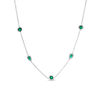 Thumbnail Image 1 of Pear-Shape and Round Bezel-Set Lab-Created Emerald Station Choker Necklace in Sterling Silver - 16"